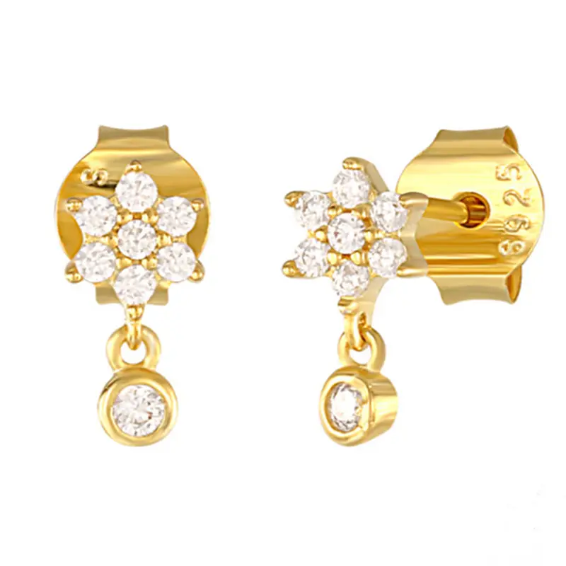 Hot Sale New Style Luxury Big Diamond Gold Plated Shiny Stud Earring 18K Gold Plated Fashion Ear Drops for Women