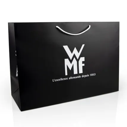 Bolsa de Papel de Regalo con Logotipo Personalizado, Embalaje de Ropa de Papel Negro Mate, Bolsa DE LA Compra, Bolsas de Papel de Lujo con Asa de Cinta