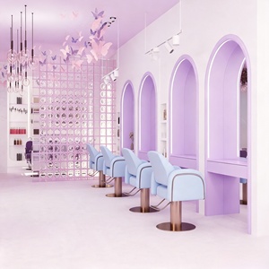 Diseño Interior de Salón de Uñas, Personalización Completa de la Habitación, Estilismo de Belleza, Salón de Peluquería, Renovación de Tienda de Uñas en Color Morado - Product Image 4