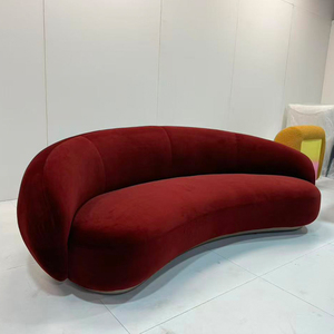 Canapé d'angle incurvé en tissu velours de style minimaliste moderne, canapé moelleux pour salon - Product Image 1