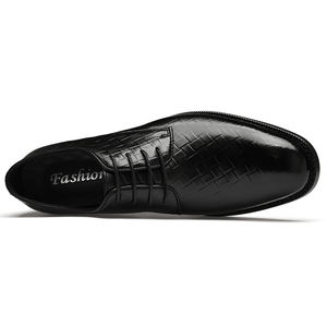 Vestido Derby para hombre, uniforme <span class=keywords><strong>Oxford</strong></span>, zapatos bajos con cordones en relieve, color de toallita de cuero de vaca genuino, puntiagudos, transpirables de negocios - Product Image 5