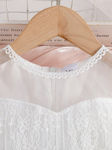 Vestido de Encaje con Mangas con Volantes y Cuello Transparente para Niñas, Vestido de <span class=keywords><strong>Primera</strong></span> Comunión con Lazo en la Cintura - Product Image 6