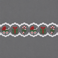 Fournitures de Noël pour la confection de bandeaux, ornements de nœuds et accessoires de couture pour vêtements, avec garniture en dentelle brodée double face motif sapin de Noël