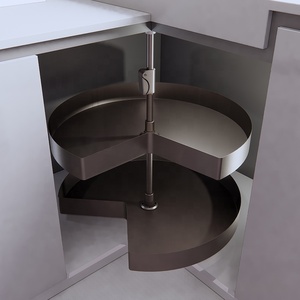 Blind <b>Corner</b> Cabinet <b>Storage</b> Lazy Organizer Aluminum Double Tier Turntable Basket Portable Lazy Organizer - Product Image 4
