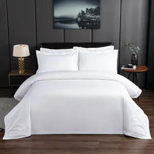 Qiaosong – linge de lit d'hôtel, ensemble de literie blanc de luxe, ensemble de draps de lit Queen King 100 coton, housse unie, quantité rayée