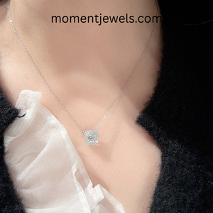 Pendentif géométrique en argent sterling 925 avec moissanite, zircon rond délicat, bijoux minimalistes simples, cadeau pour femme, à porter au quotidien - Product Image 5
