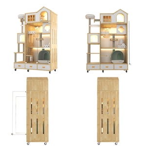 Villa pour chat moderne en bois de haute qualité avec lit, poteau à gratter en sisal, motif animalier élégant et écologique, <span class=keywords><strong>château</strong></span> pour chat pour salon - Product Image 4