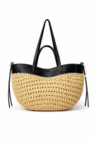 Sac fourre-tout décontracté pour femme au design original, sac à main d'été pour les vacances à la plage avec boucle magnétique, en paille PU