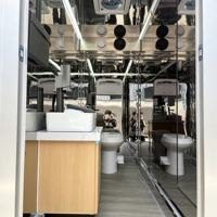 Remorque de toilettes mobiles Goeasy à 4 stations, remorque de toilettes portables, système complet d'eau et d'évacuation des déchets
