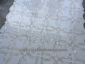 Mosaico Bianco Carrara Mix Milano Gray Mix Pearl Shell Mármol Artista Mosaico Tailandia Fábrica - Product Image 5