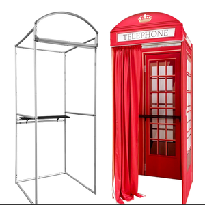 Cabine téléphonique rouge <span class=keywords><strong>rose</strong></span>, équipement pour mariage, salon professionnel, élégante cabine téléphonique florale de Londres, décorative pour mariage, toile de fond - Product Image 3