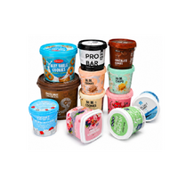 Seaux et fûts en plastique de qualité alimentaire bleus, blancs, bruns, roses, turquoise pour collations, fruits, confitures et boissons