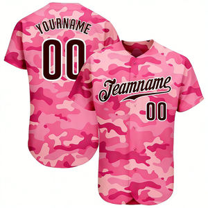 Maillot de <span class=keywords><strong>baseball</strong></span> vierge en gros pour sublimation, impression numérique sur maille, uniforme d'équipe, maillot de <span class=keywords><strong>baseball</strong></span> rose camouflage - Product Image 2