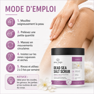 Exfoliante Corporal Premium de Belleza Natural, Suave e Hidratante para Piel Seca, Suaviza la Piel, Apto para Todo Tipo de Piel, ODM/OEM, con Jazmín y Sal del Mar Muerto - Product Image 5
