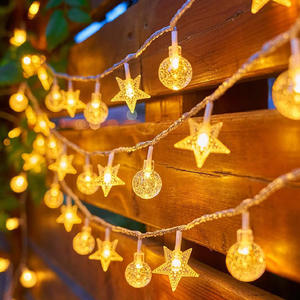 Luci a Corda LED con Sfere di Cristallo a Forma di Stella, Impermeabili, a Batteria, per Decorazioni Natalizie, Matrimoni, Feste, Casa e Giardino - Product Image 2
