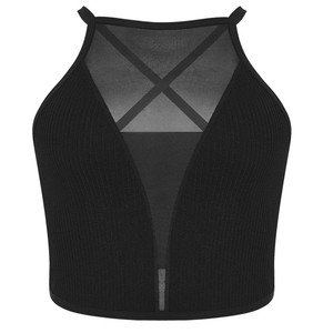 Haut de pyjama en maille contrastante, haut de pyjama court croisé polyvalent, lingerie et sous-vêtements pour femmes - Product Image 3