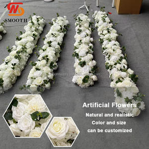 Guirlande de roses blanches lisses Guirlande florale artificielle Verdure pour fleur murale pliable - Product Image 4