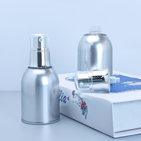 Pompe à lotion sans air argentée à double pont de luxe de 30ml bouteille de fond de teint liquide en plastique acrylique et PP pour masques faciaux sérums de soins de la peau