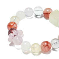 Bracelet en perles de quartz hématite rouge naturel et quartz clair, pierre précieuse énergétique naturelle, cadeau unisexe, bijou