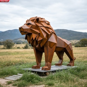 YOUFINE Escultura de León Geométrica de Acero Corten, Moderna, de Metal Envejecido, para Parques Públicos y Plazas Urbanas - Product Image 6