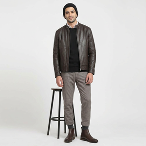 Veste en cuir pour homme Finer Threads, style unique et écologique, respirante, à capuche, pour l'automne, livraison rapide - Product Image 1