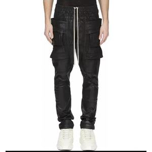Pantalon cargo en denim pour homme, coupe slim, style hip-hop, en tissu 100% coton de haute qualité, noir délavé, vintage - Product Image 1