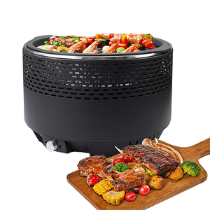 Barbecue au charbon de bois pliable portable de style coréen moderne en acier thermolaqué, hauteur réglable, sans fumée, pour la maison et le camping - Product Image 1