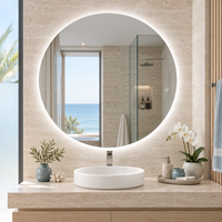 Miroir de salle de bain rond rétroéclairé personnalisé HAOCROWN avec capteur tactile LED, miroir mural pour hôtel et salon de beauté