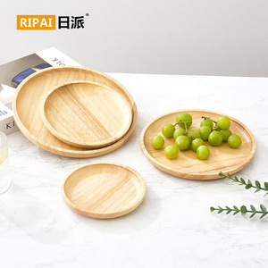 ถาดไม้เนื้อแข็งทรงกลม ริปาย ไม้ยางพารา สไตล์ญี่ปุ่น สำหรับเสิร์ฟชา กาแฟ ของหวาน ขนมปัง ผลไม้อบแห้ง - Product Image 3