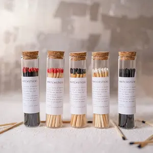3 inci korek api kayu dalam botol lilin Label kustom aromaterapi kustom baru tongkat pertandingan warna-warni dalam botol stoples Matche