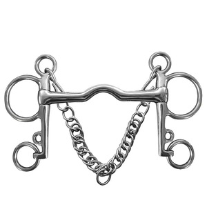 Mors articulé cheval à mâcher, rouleau de bouche, embouts de harnais en acier inoxydable Pelham - Product Image 1