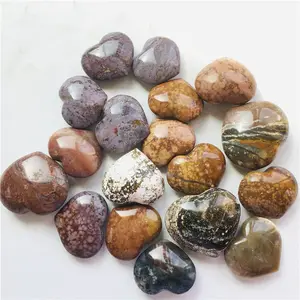 Piedras de cristal pulidas de jaspe Natural, tallado a mano, corazón de cristal en forma de corazón para Decoración
