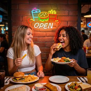 Open LED neon restaurant fast food shop window glowing <b>sign</b> ambient light indicator light transparent acrylic board 5V - Product Image 4