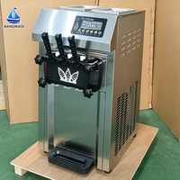 Meistverkaufte Edelstahl-Theken-Softeismaschine mit 3 Geschmacksrichtungen, Vorkühlung und Smart-Control-Panel für Buffet-Schnellgefrierung