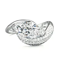 Bague en diamant Moissanite 2 carats 6x12, bijoux de luxe Mushan, argent S925 plaqué or 18 carats, pour femmes