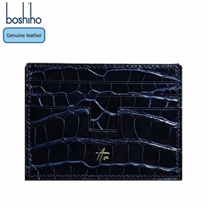 Porte-cartes personnalisé Boshiho avec logo, en cuir véritable, motif crocodile, portefeuilles pour hommes, portefeuilles décontractés pour affaires - Product Image 4