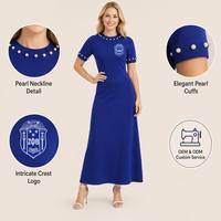 Robe pull midi en maille unie pour femme, élégante, coupe trapèze, ornée de perles, décontractée, pour le bureau, robe maxi tricotée, vente en gros