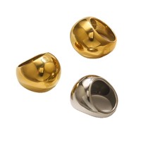 Bague tendance Gaovo pour femme en acier inoxydable plaqué or 18 carats, épaisse et arrondie, bijou fantaisie pour usage quotidien, vente en gros