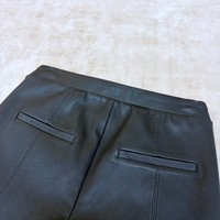 Pantalon en cuir véritable pour femme, taille haute, coupe slim, extensible, en peau de mouton, jambe droite, pour le streetwear