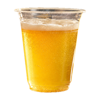 Gobelet en PLA pour bière avec parois coniques transparentes, options de marquage personnalisé et couvercles en option pour événements et traiteur