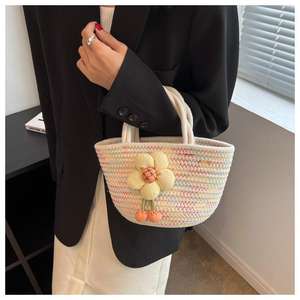 Sac à main en tissu tissé pour femmes, nouvelle mode, couleur unie, fait à la main, sac à bandoulière, sac de plage, vente en gros - Product Image 3