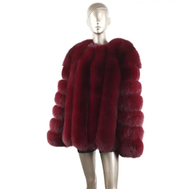 Thời Trang Mới Bất Fox Fur Coat Với Mùa Đông Phụ Nữ Đẹp Ngắn Ấm O Cổ Áo Lông Thú Áo Khoác