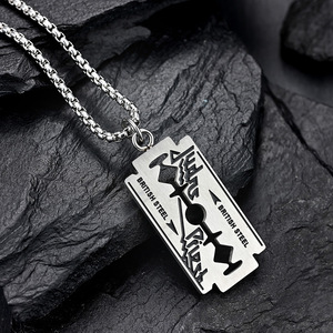Razor Blade Necklace <b>Titanium</b> Steel Unisex Pendant Gift Fashion <b>Chain</b> Jewelry - Product Image 1