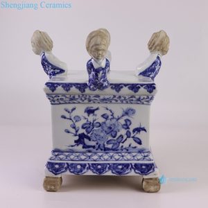 Lọ hoa Tulipiere sứ xanh trắng thủ công độc đáo RZKR67-B, mẫu mới, cao, kiểu chùa & bình - Product Image 6