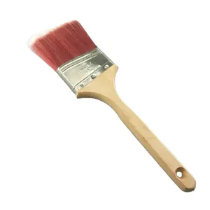 Flat Plastic Wholesale angle Long Wooden Handle Paint Brush