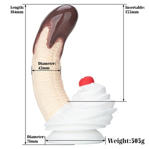 Dildo banane avec ventouse 184 mm à 228 mm, en silicone liquide réaliste, forme crème glacée, masseur point G pour femmes - Product Image 6