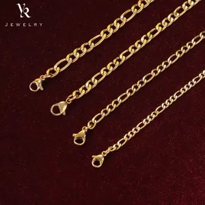 FC5031 Lowest Price Jewelry Gold 18In 20In 22In 24In Stainless Steel Chains Figaro Chain Necklace For Men
