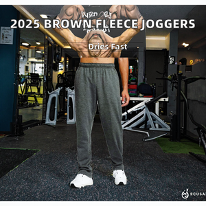 Pantalon de jogging personnalisé 2026 en coton uni, broderie, ample, oversize, en molleton marron, formel, pour homme - Product Image 2