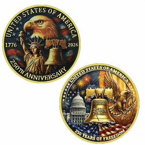 Moneda Conmemorativa del 250 Aniversario de la Independencia de Estados Unidos 2026, Estatua de la Libertad, Águila, 1776, América, 250 Años, Regalos con Medalla de Estados Unidos - Product Image 1