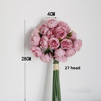 Bouquet de mariage de haute qualité, 27 têtes de roses thé, prix bas, fleurs brillantes en strass, bouquet de mariage pour table de mariage
